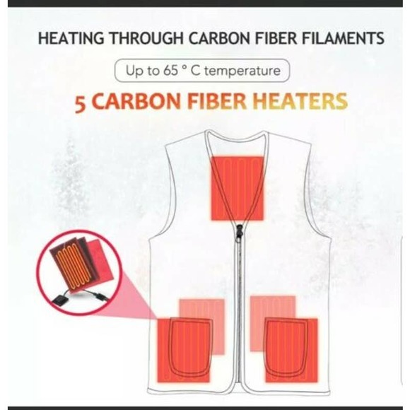 Heated Vest Warm Smart Electric USB Jacket Men Women Heating Thermal Medium - Picture 10 of 11